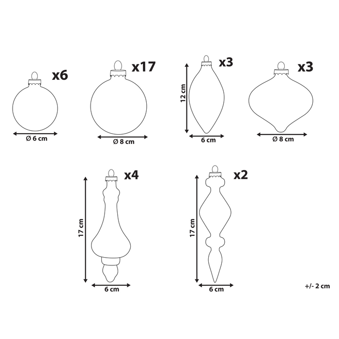 Beliani - ICEDROP - Set van 35 kerstballen - Blauw|Goud - Glas