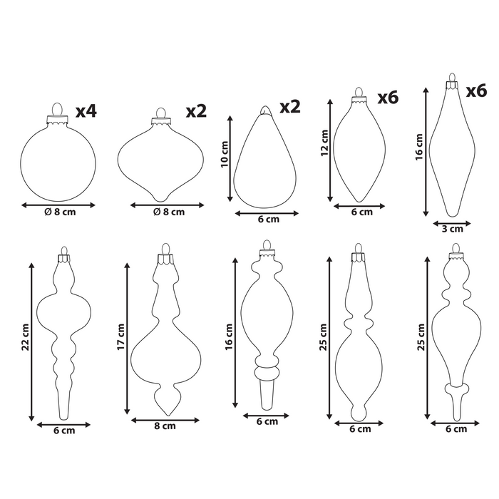 Beliani - ICICLE - Set van 25 kerstballen - Transparant|Goud - Glas