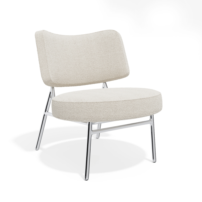 Crème bouclé stoffen fauteuil