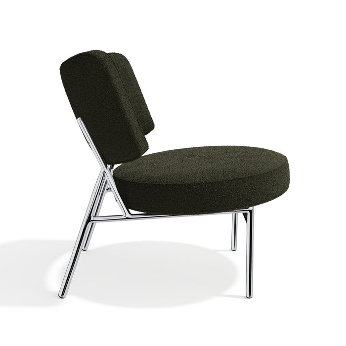 Lounge fauteuil in kaki badstof