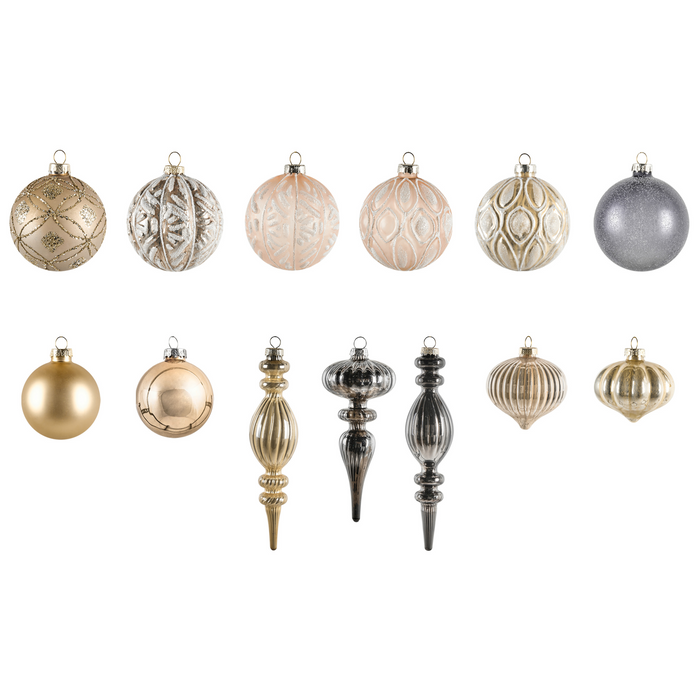 Beliani - WINTERLIGHT - Set van 24 kerstballen - Rosegoud - Glas