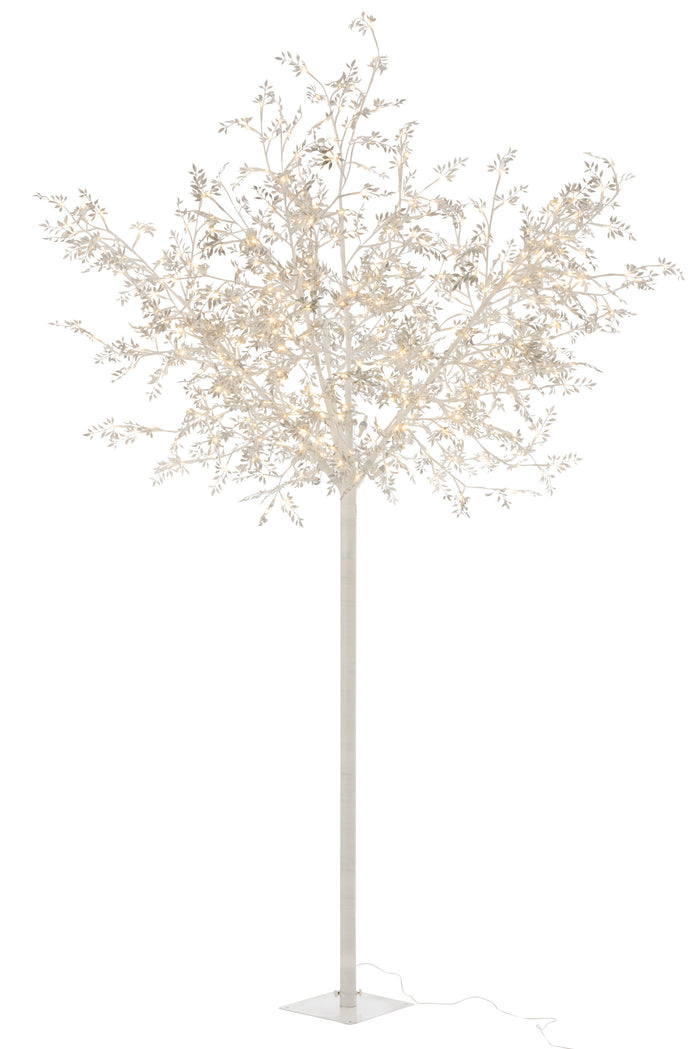 J-Line boom blaadjes - metaal - glitter|zilver - LED - extra large