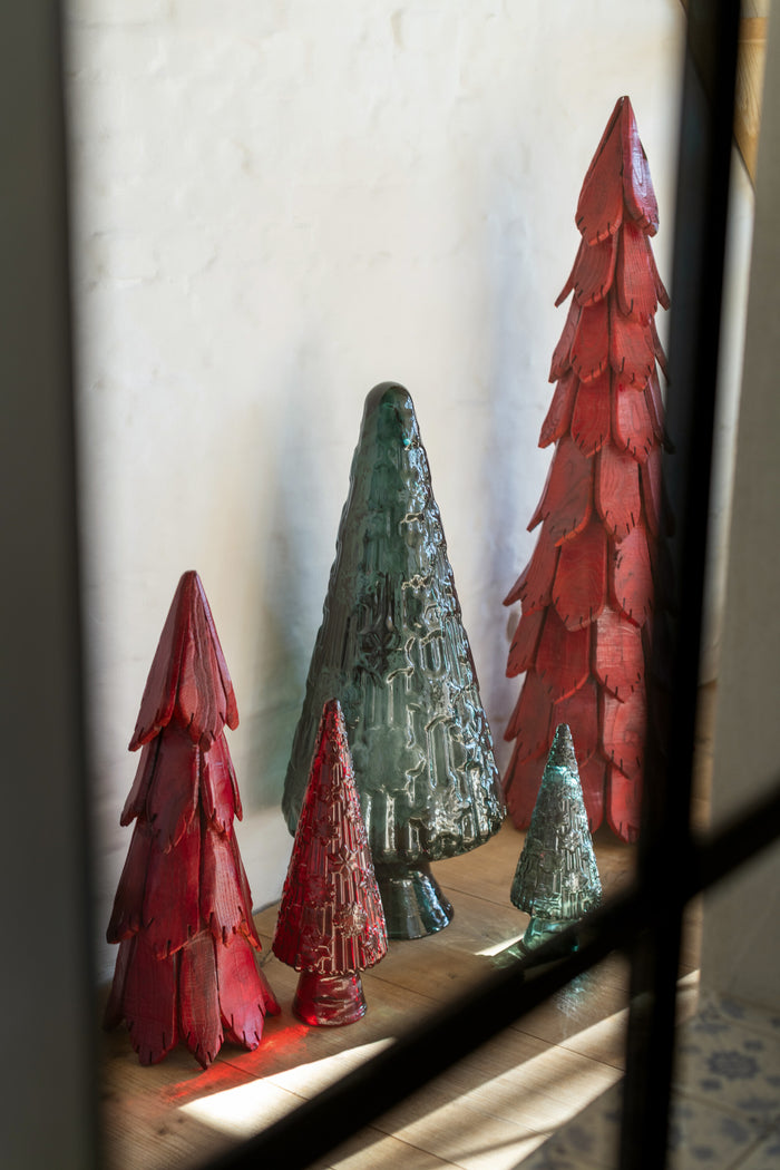 J-Line decoratie Kerstboom Kegel - glas - groen - large