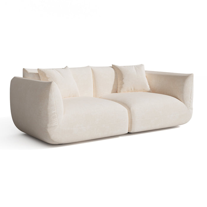 Modulaire 3-zitsbank in crèmekleurig chenillefluweel