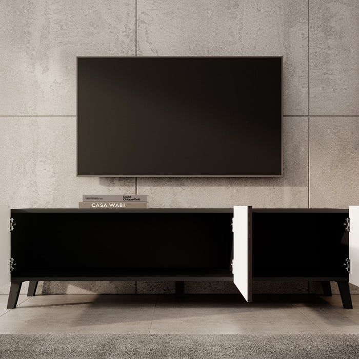 Meubella - TV-Meubel Pepinos 2 - Mat zwart - 150 cm