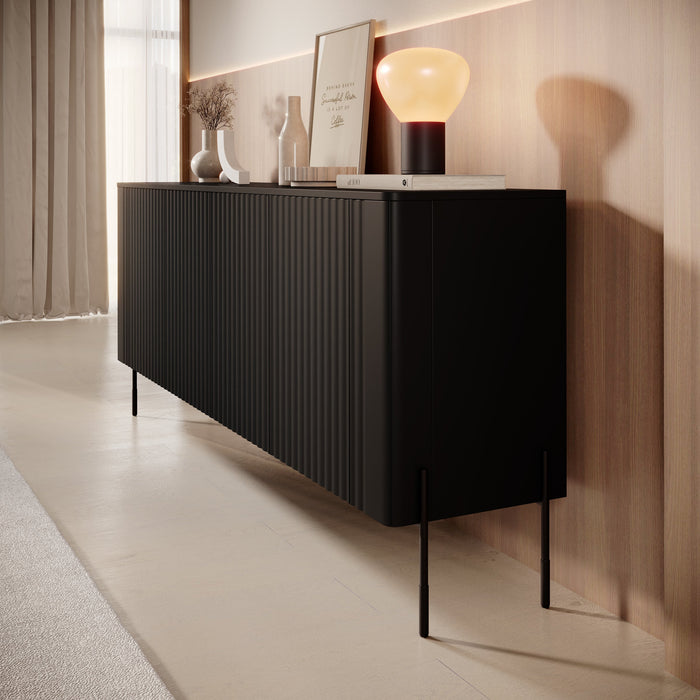 Meubella - Vivi - Dressoir - Zwart - 190 cm