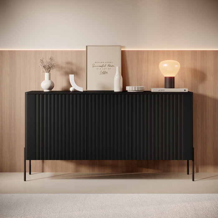 Meubella - Vivi - Dressoir - Zwart - 150 cm