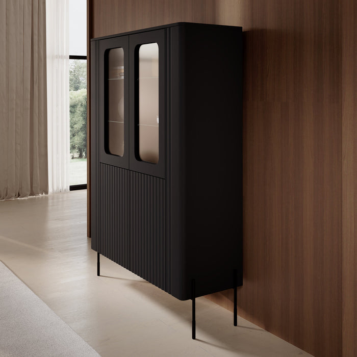 Meubella - Vivi - Vitrinekast - Zwart - 110x40x160 cm