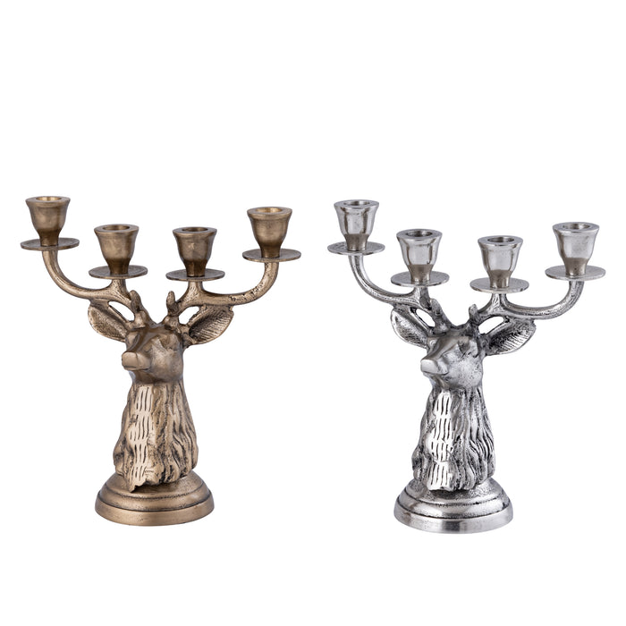 PTMD Thien Silver Casted Alu Reindeer Candleholder