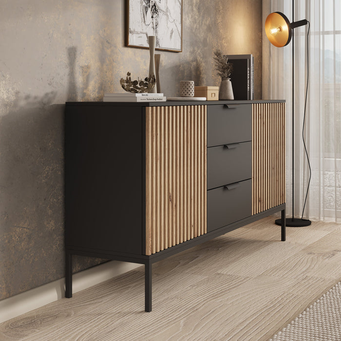 Meubella - Dressoir Marbella - Zwart - 150 cm