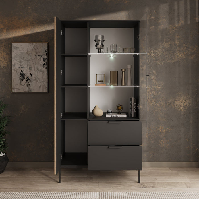 Meubella - Vitrinekast Marbella - Zwart - 100 cm