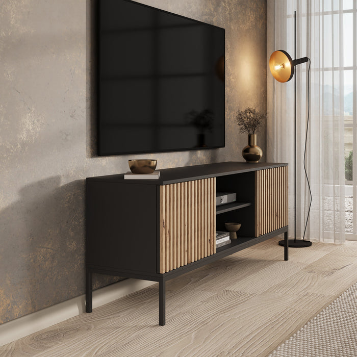 Meubella - TV-Meubel Marbella - Zwart - 150 cm - Staand