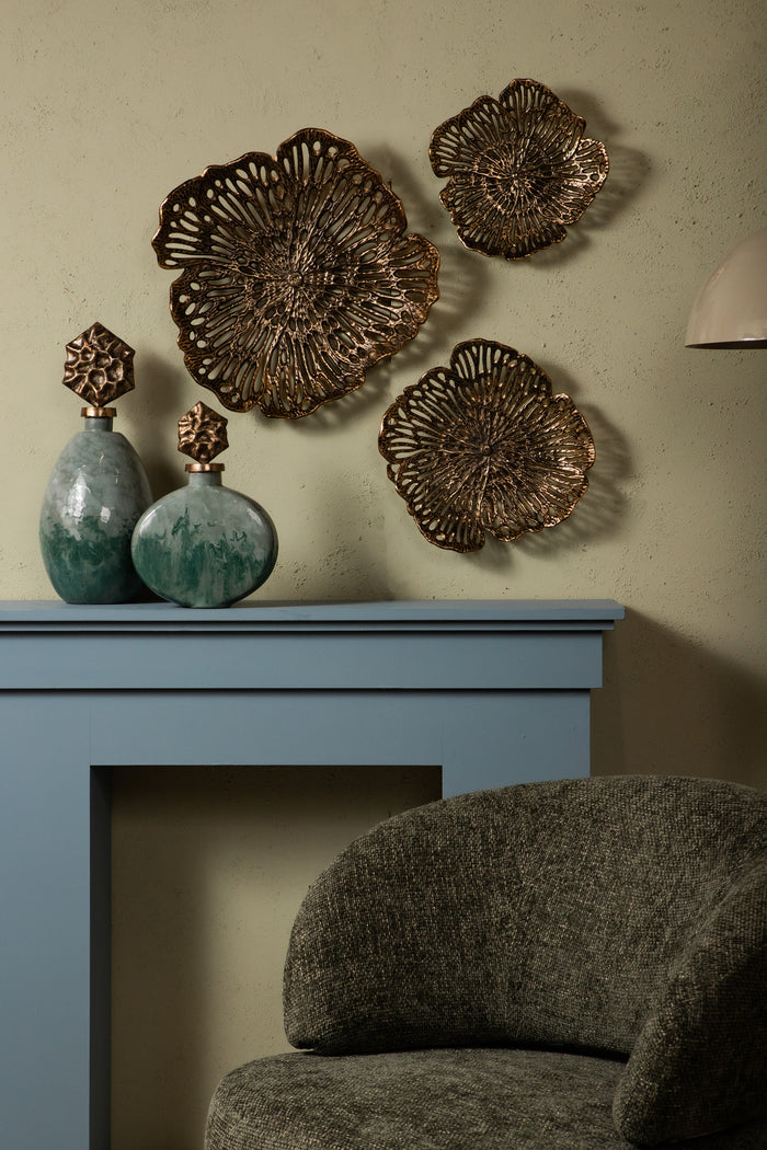 PTMD Ryhann Brass Casted Alu Flower Wall Deco Bowl L