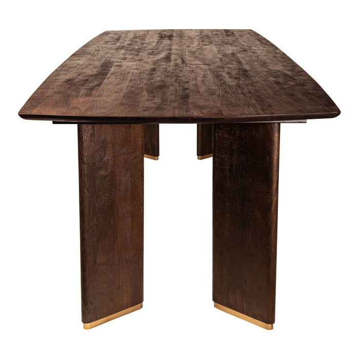 PTMD Liber Brown Mango Wood Dining Table 280cm Gold Leg