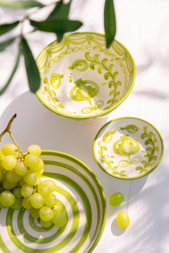 J-Line kom Granada High - keramiek - wit|groen - medium - Ø