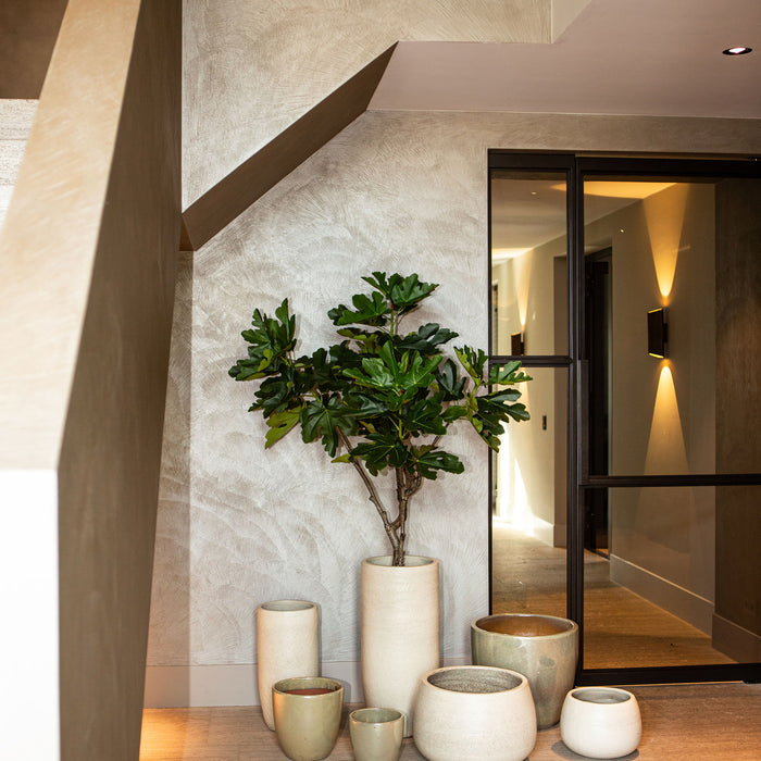 PTMD Dezzel White Glazed Round Ceramic Pot High SV2