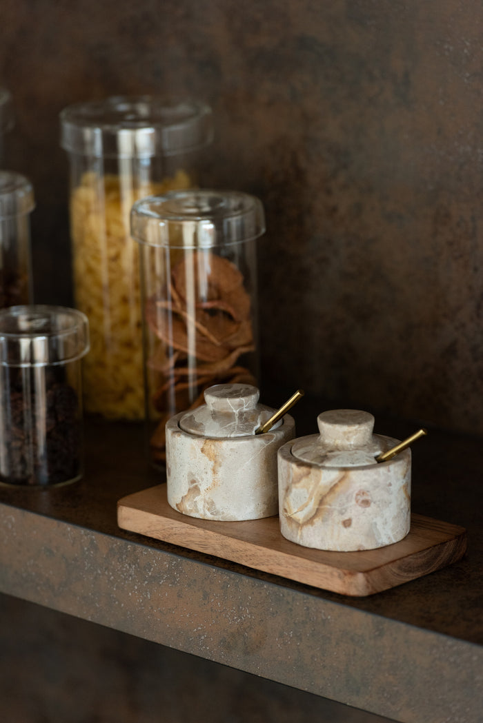 J-Line kruidenset Marmer - steen - naturel|beige