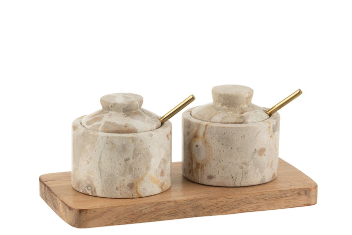 J-Line kruidenset Marmer - steen - naturel|beige