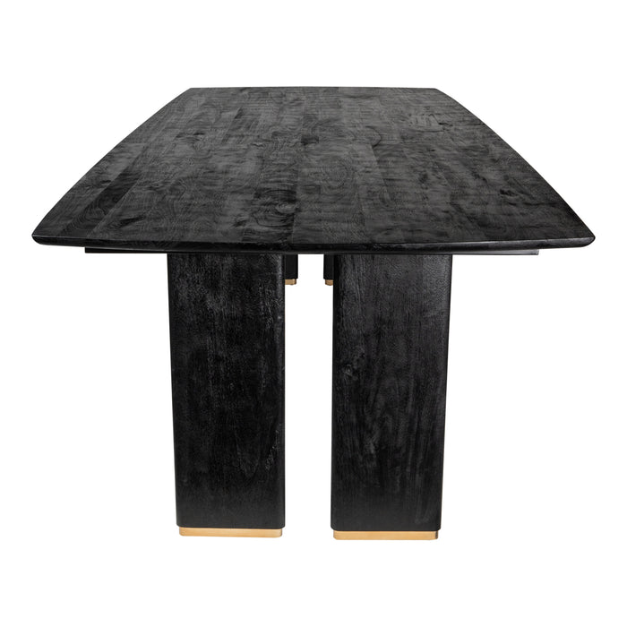 PTMD Liber Black Mango Wood Dining Table 280cm Gold Leg