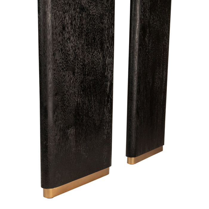 PTMD Liber Black Mango Wood Dining Table 280cm Gold Leg