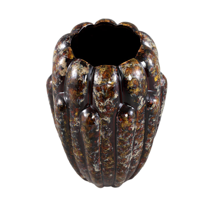 PTMD Divinder Bronze Ceramic Ribbed Pot High L