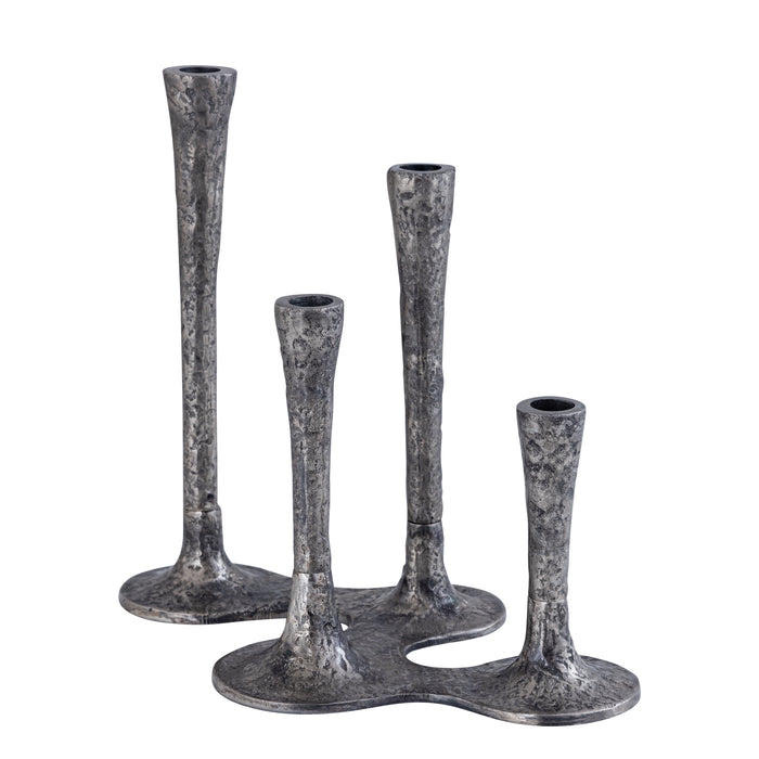PTMD Lynette Silver Casted Alu Candleholder Rounds Base