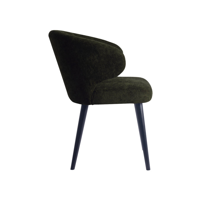 PTMD Fiori Green 1205 Dining Chair Black Wood Legs