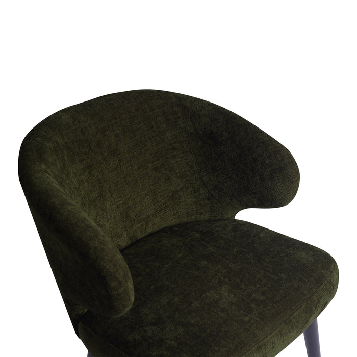 PTMD Fiori Green 1205 Dining Chair Black Wood Legs