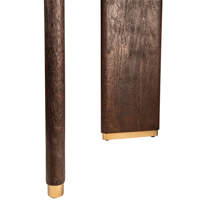 PTMD Liber Brown Mango Wood Dining Table 240cm Gold Leg