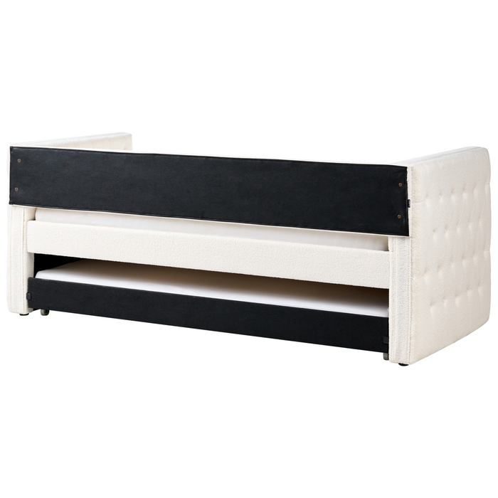 Beliani - GASSIN - Onderschuifbed - Off-white - 90 x 200 cm - Bouclé