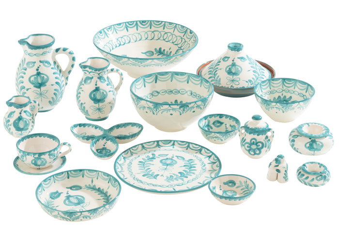 J-Line asbak Granada - keramiek - wit|aqua - large