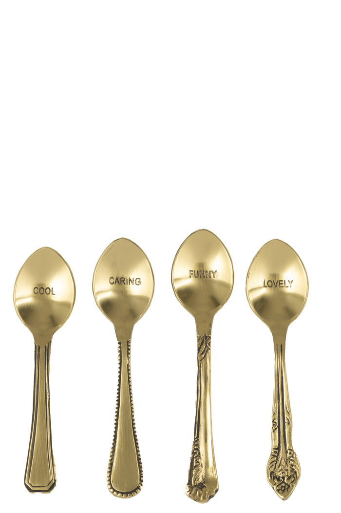 J-Line lepel Messing - brass - goud - doos van 4