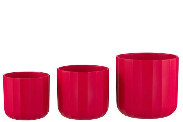 J-Line bloempot Summer - keramiek - roze - large - 2 stuks -