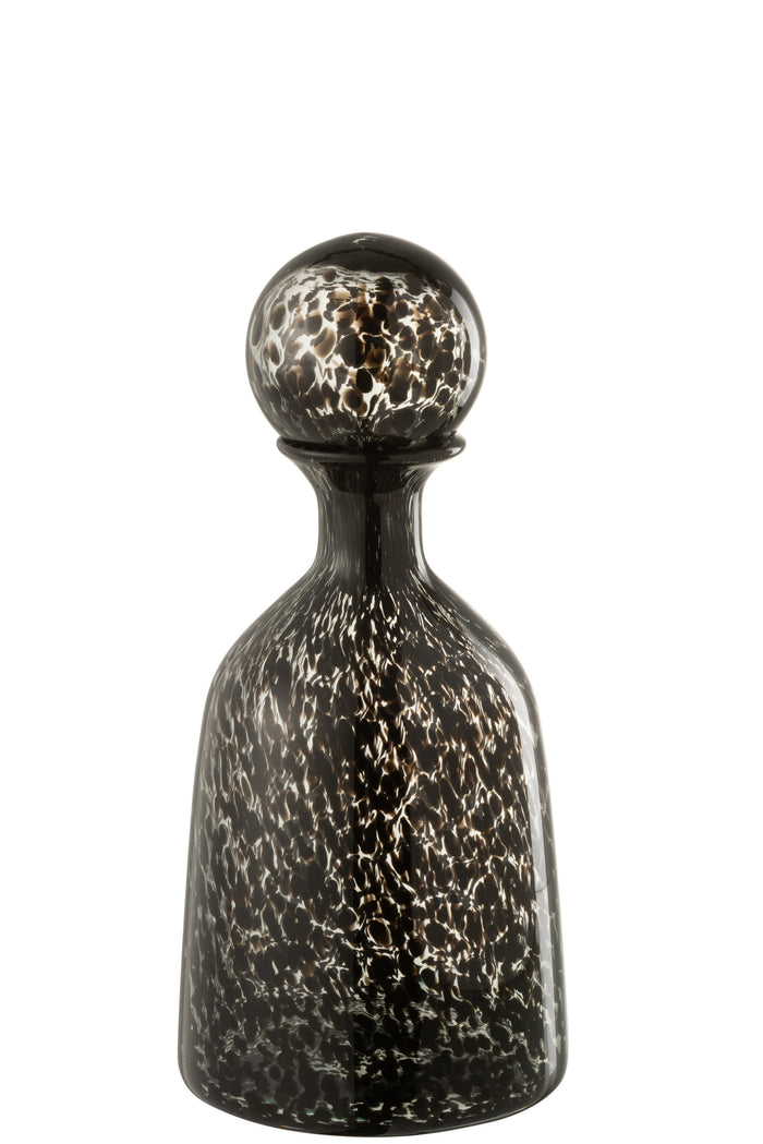 J-Line decoratie Fles + Stop Stip Laag - glas - zwart - smal