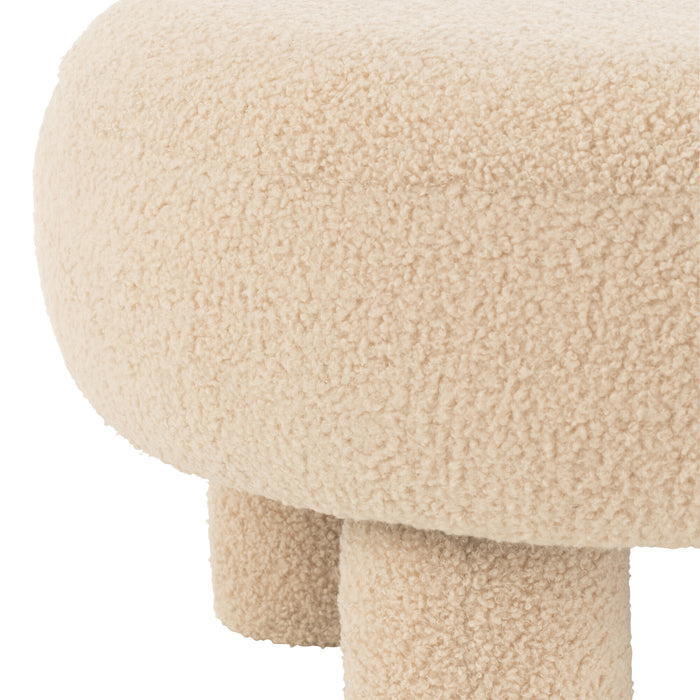 J-Line kruk Rond Teddy Voeten Bouclé - textiel - beige
