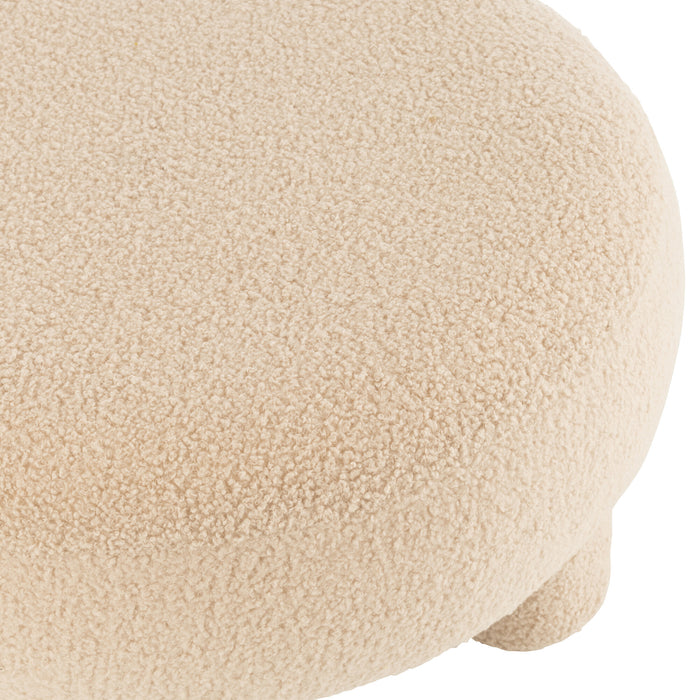 J-Line kruk Rond Teddy Voeten Bouclé - textiel - beige