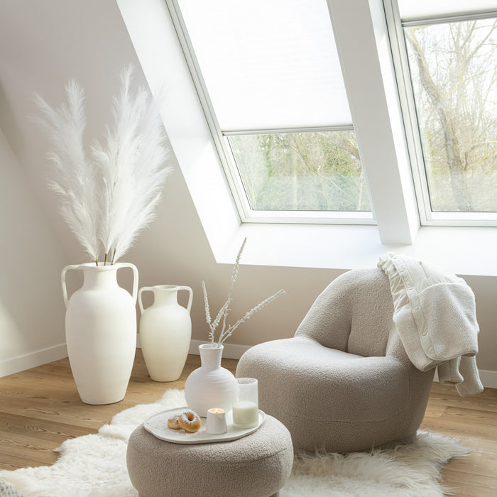 J-Line kruk Rond Teddy Voeten Bouclé - textiel - beige