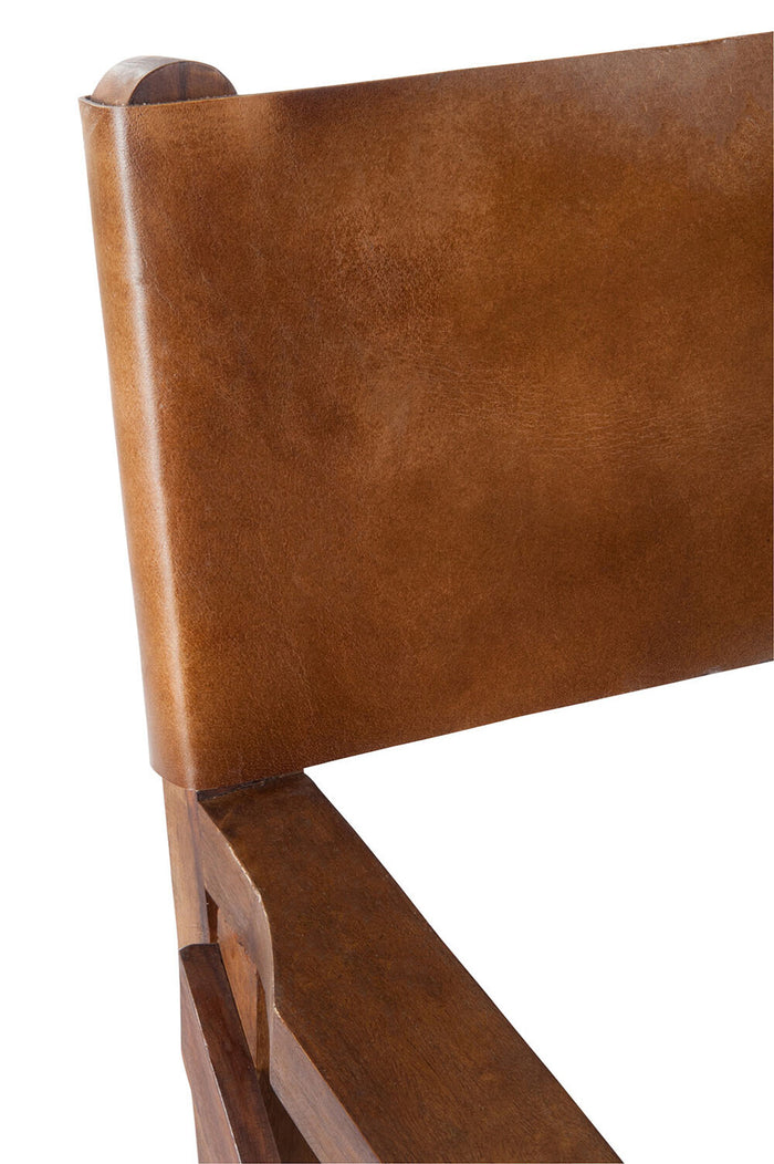 J-Line regisseurstoel Plooibaar - hout|leder - cognac