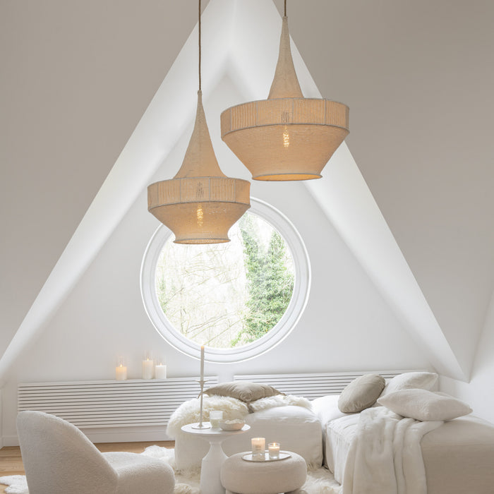 J-Line kruk Rond Teddy voeten Bouclé - textiel - wit