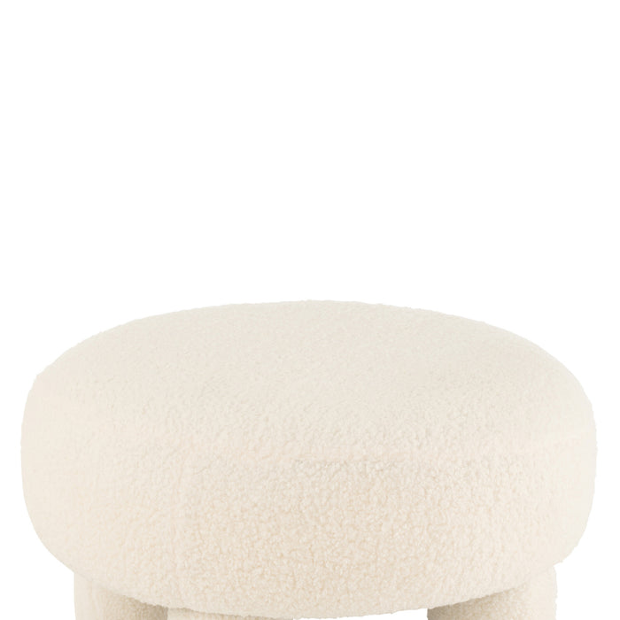 J-Line kruk Rond Teddy voeten Bouclé - textiel - wit