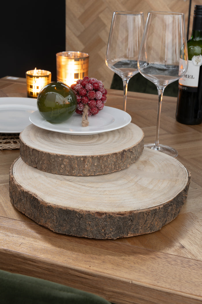 J-Line decoratief schors Paulownia - schijf - hout - naturel - large