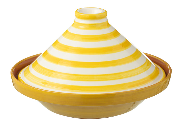 J-Line tajine Granada Stripes - keramiek - wit|geel