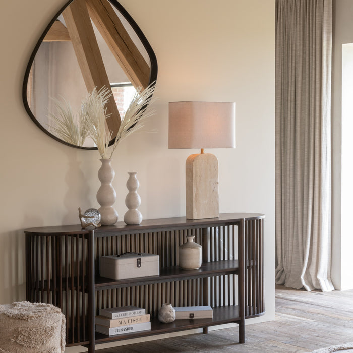 J-Line spiegel Abstract - glas - donkerbruin - large - Ø 79