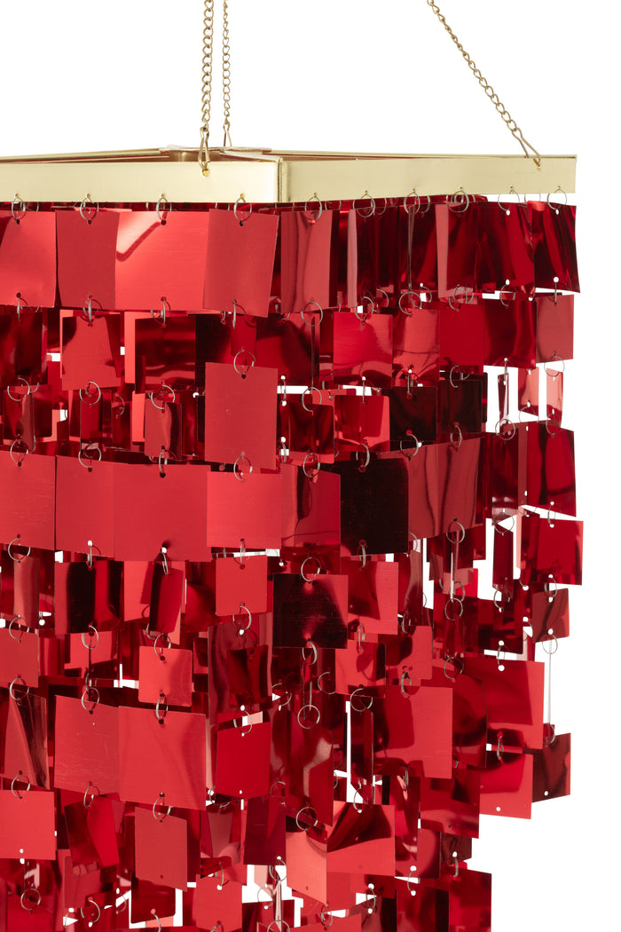 J-Line lampenkap Kandel Vierkant - pvc - rood - small