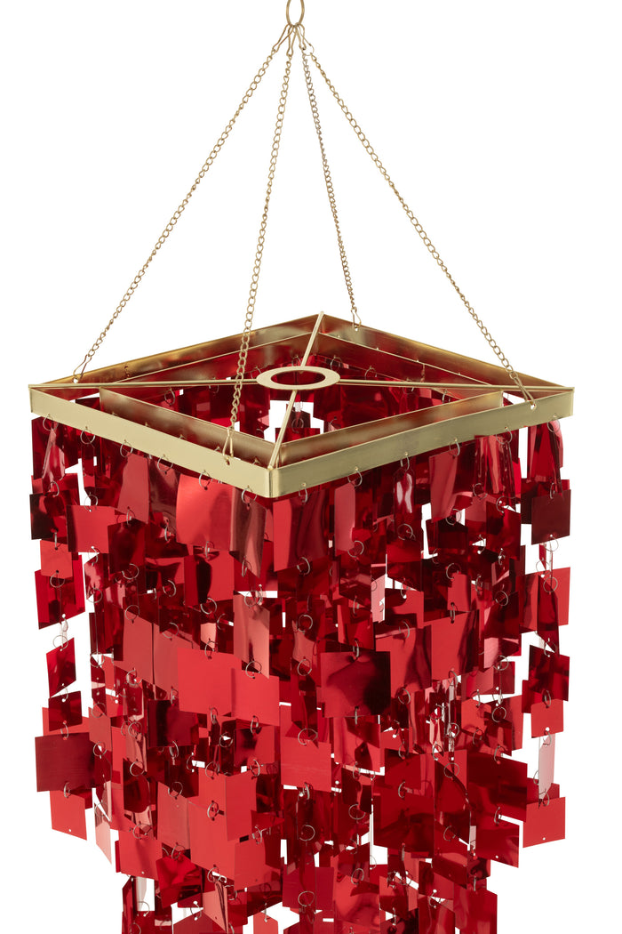 J-Line lampenkap Kandel Vierkant - pvc - rood - small