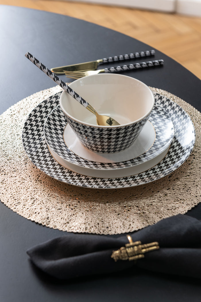 J-Line placemat Blad - kunststof - goud - 2 stuks