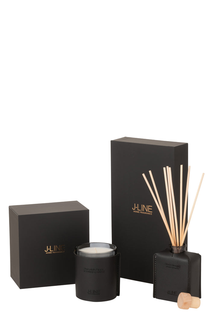 J-Line geurolie + stokjes - Black Diamond - leder - zwart - 100ml