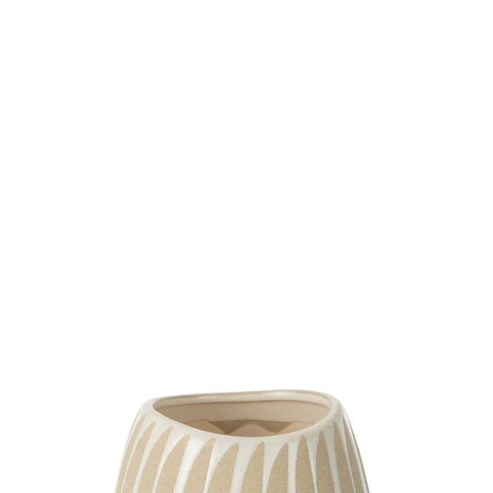 J-Line bloempot Kai - keramiek - beige|wit - small - Ø 16 cm