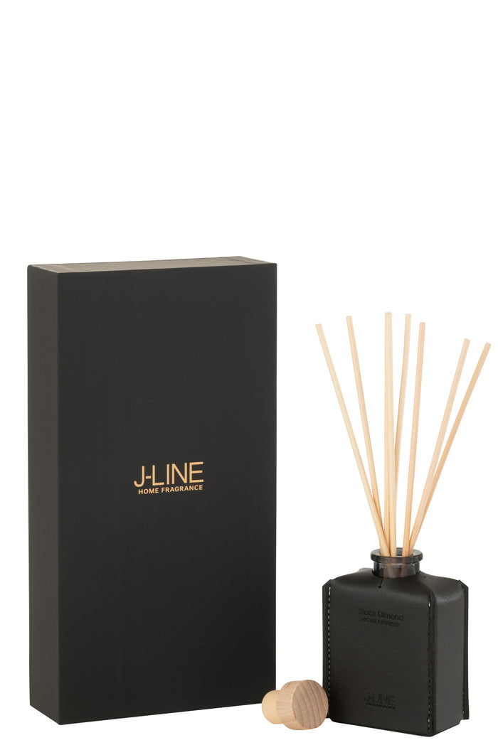 J-Line geurolie + stokjes - Black Diamond - leder - zwart - 100ml