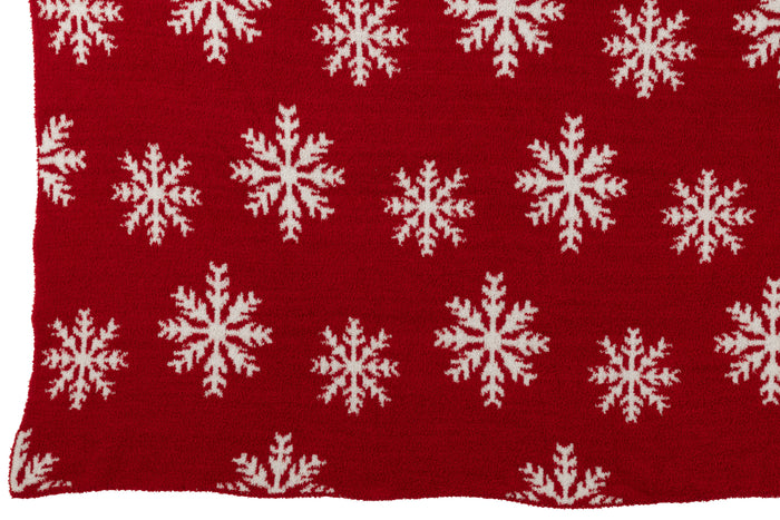 J-Line plaid Sneeuwvlokken - polyester- rood|wit